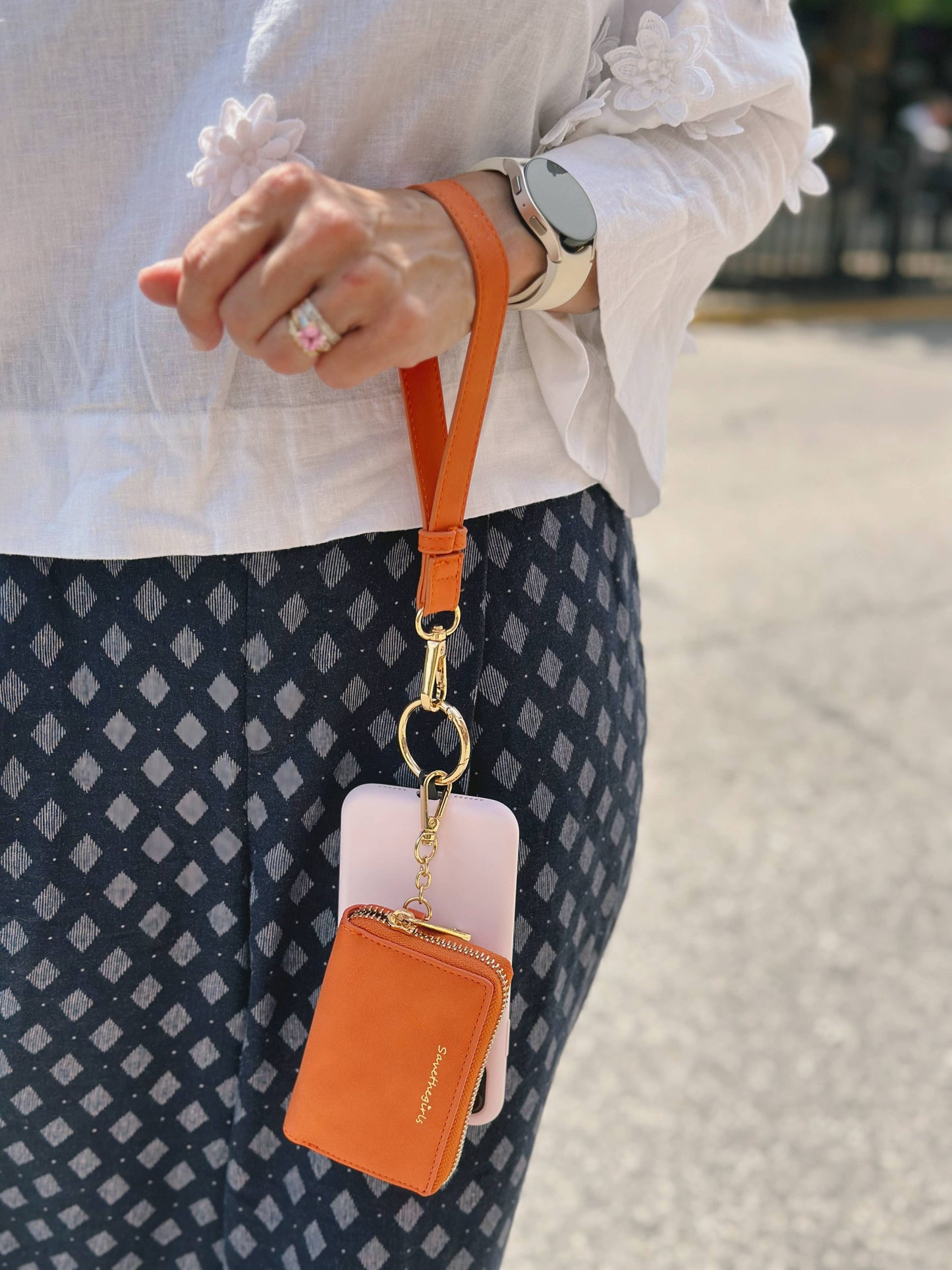 Clip & Go Brushed Vegan Leather Phone Lanyard - RFID Pouch