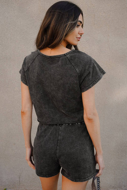 Acid Washed Short Lounge Set | S-XL: Dark Gray / Missy / L