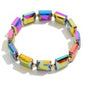 Abalone Square Glass Crystal Beaded Stretch Bracelet