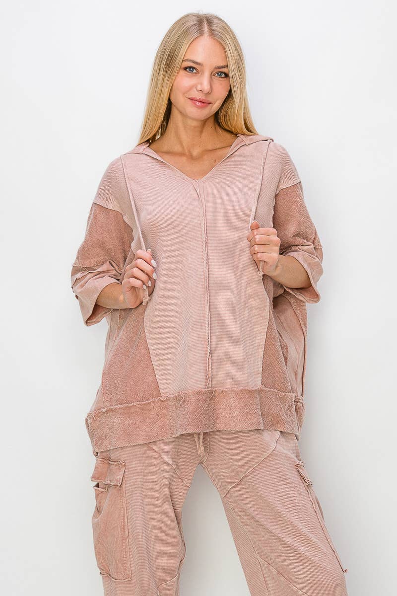 Mineral Wash Waffle Thermal Terry top HT5641