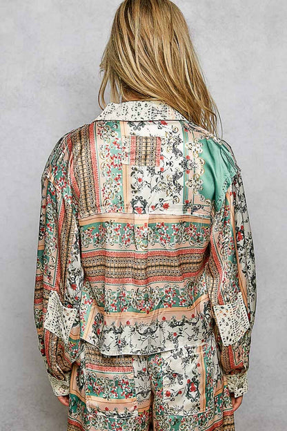 Crochet lace patch floral jacket top