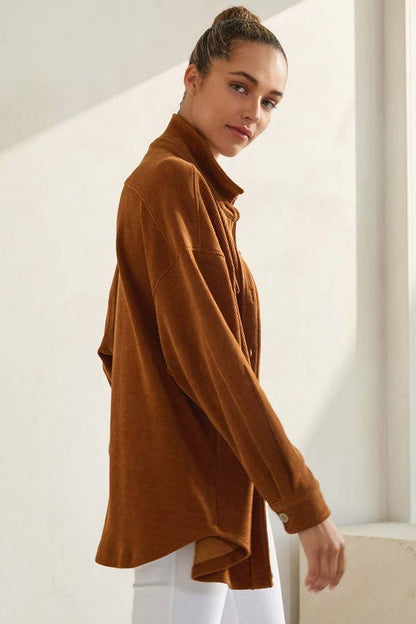 Women's Corduroy Button Up Shacket Fall Style TP2583