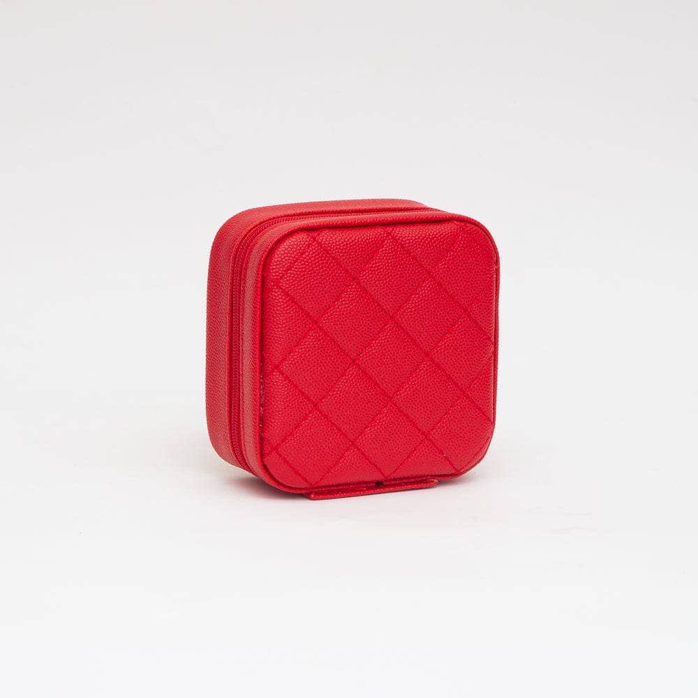 TG10707 Quilted Zip Around Square Jewelry Box