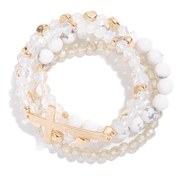 441267 Set Of Four Beaded Stretch Bracelets