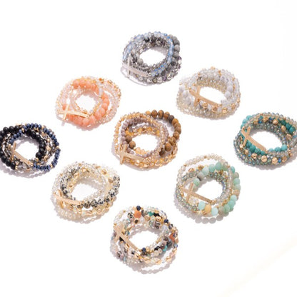 441267 Set Of Four Beaded Stretch Bracelets