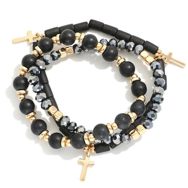 441804 Set Of Three Beaded Stretch Bracelets