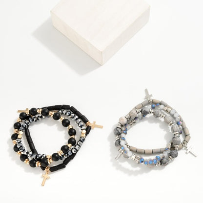 441804 Set Of Three Beaded Stretch Bracelets