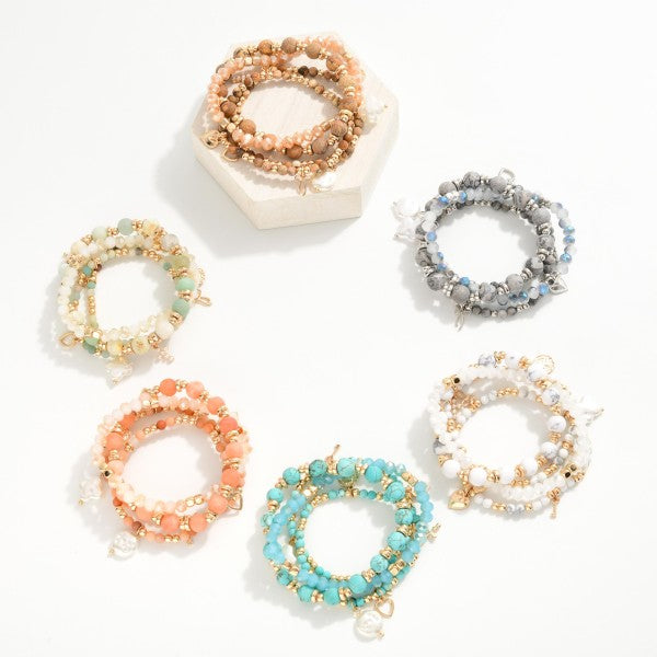 441820 Set Of Four Beaded Stretch Bracelets