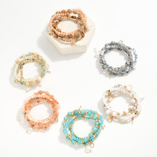 441820 Set Of Four Beaded Stretch Bracelets