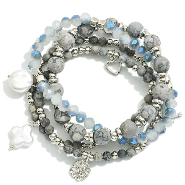441820 Set Of Four Beaded Stretch Bracelets