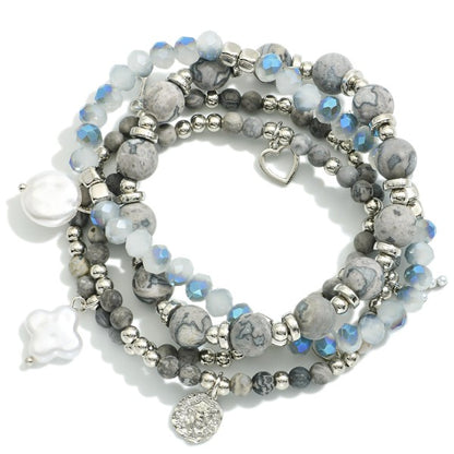 441820 Set Of Four Beaded Stretch Bracelets