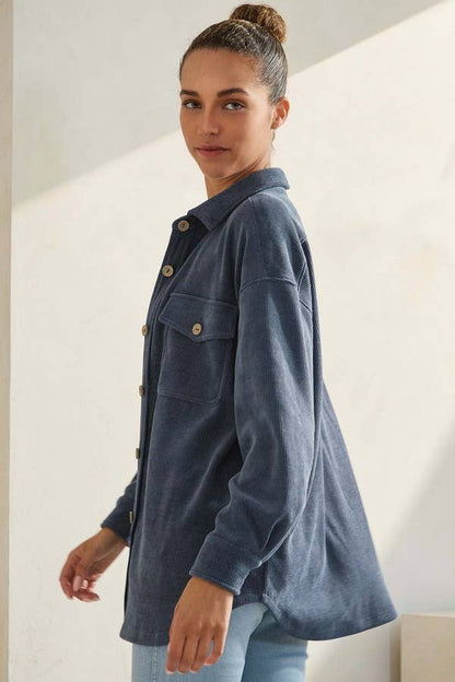 Women's Corduroy Button Up Shacket Fall Style TP2583
