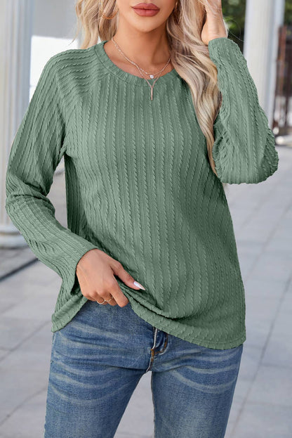 Ribbed Round Neck Knit Long Sleeve Top Shirt Little Daisy