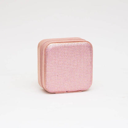TG10699 Rhinestone Zip Around Square Jewelry Box