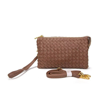 7050 Kathy Woven Three Compartment Clutch/Crossbody Bag