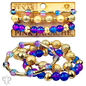 Ombre crackle and gold hammered bead stack bracelet