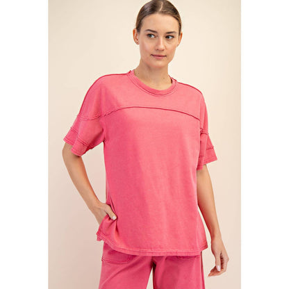 Rae Mode Mineral Washed Short Sleeve Top T Shirt T9984