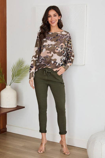 Rhinestone Side Stripe Italian Crinkle Jogger