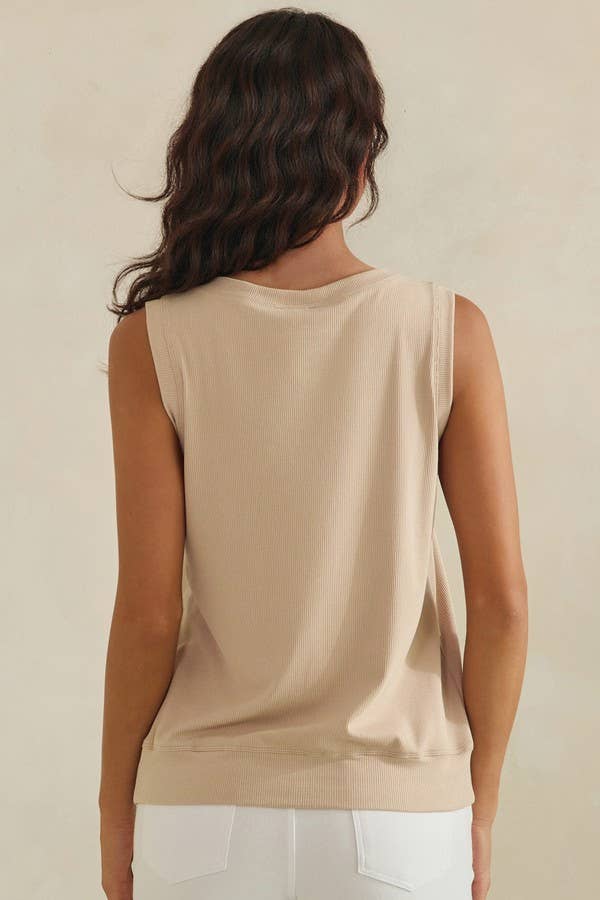LuxeAir Ribbed Relaxed V-Neck Tank Top