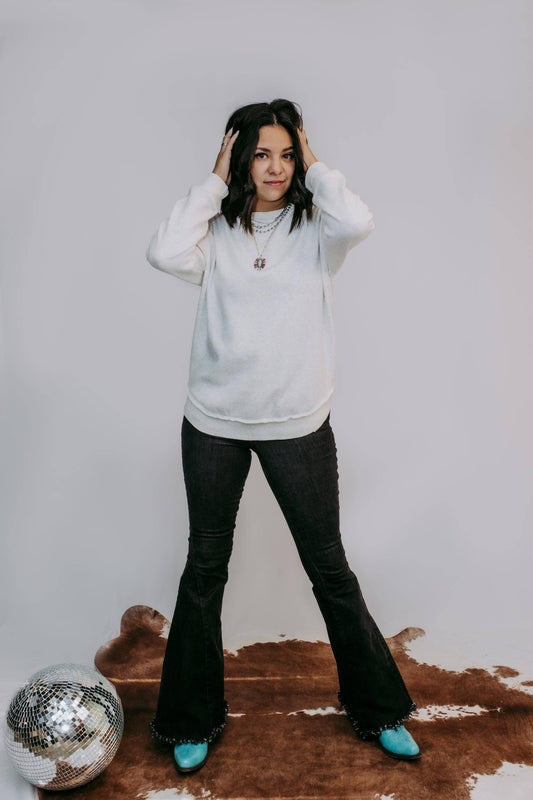 MK159 Acid Washed Sweatshirt - Heather Grey