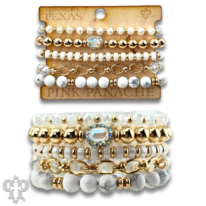 Mixed bead bracelet with chain feature