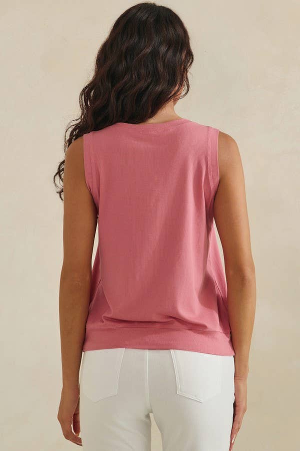 LuxeAir Ribbed Relaxed V-Neck Tank Top