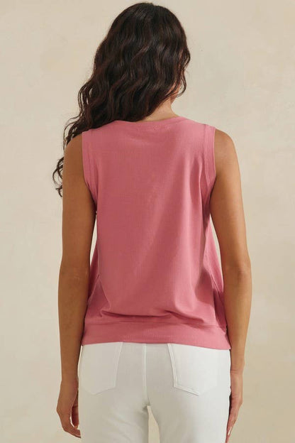LuxeAir Ribbed Relaxed V-Neck Tank Top - XL