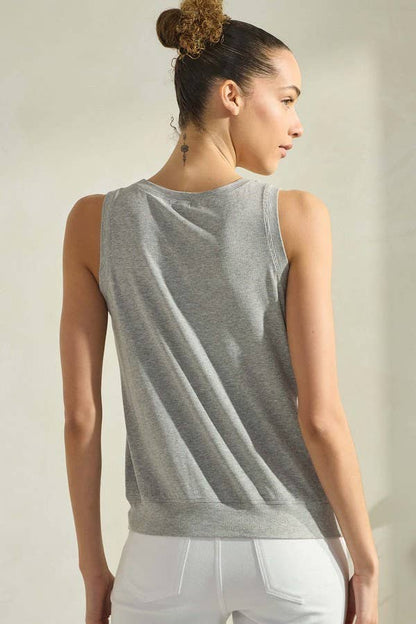 Women's Ribbed Viscose Crew Neck Loose Fit Tank
