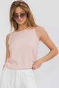Women's Ribbed Viscose Crew Neck Loose Fit Tank