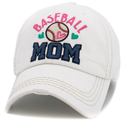 Baseball Mom Washed Vintage Ballcap: BUR