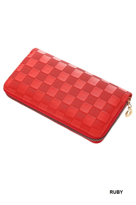 Checkered Monogram Vegan Leather Long Wallet