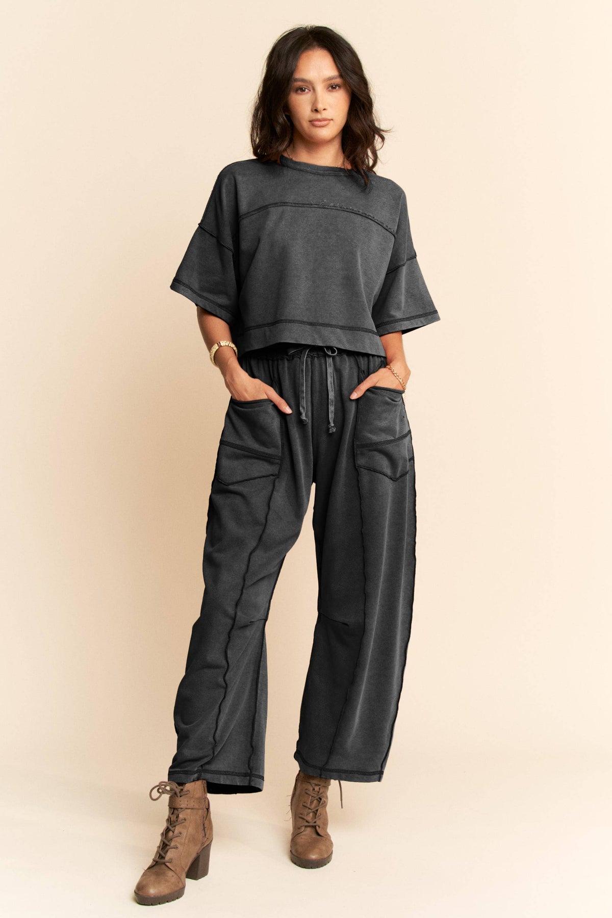 Davi & Dani Mineral Washed Barrel Pants