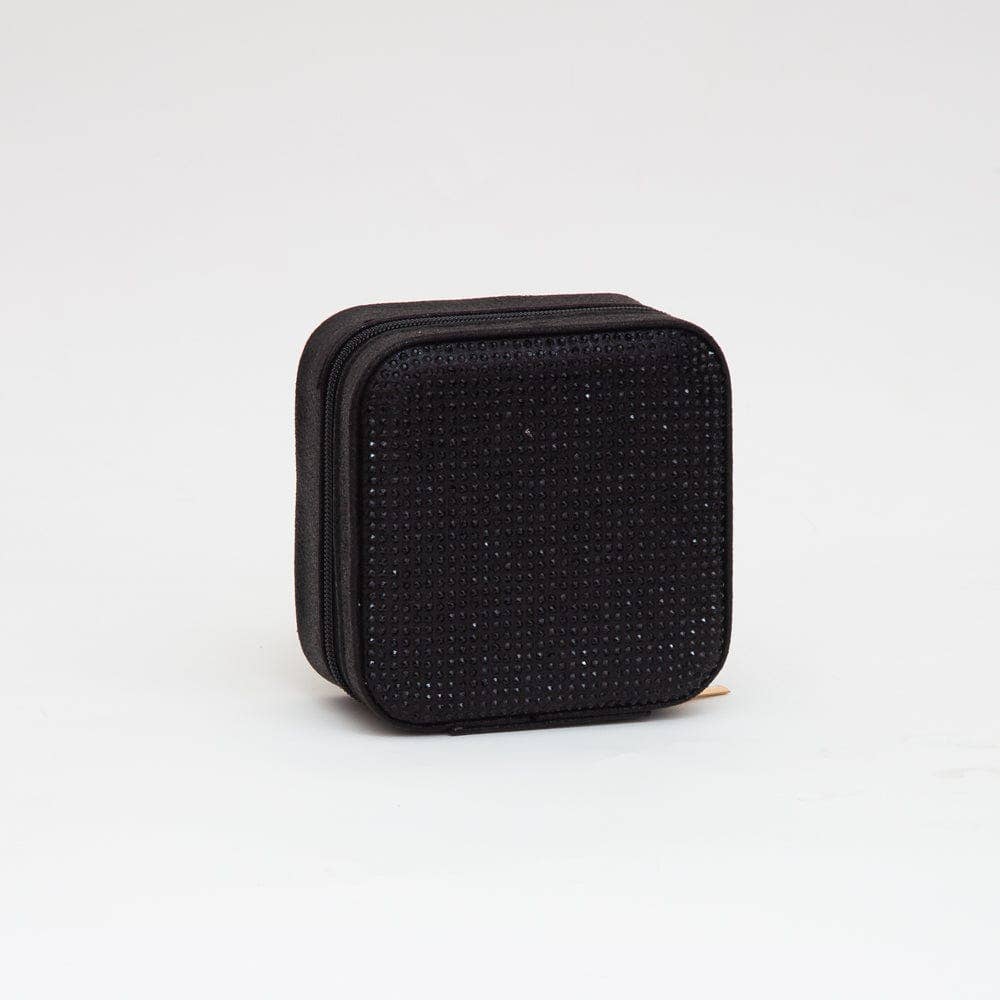 TG10699 Rhinestone Zip Around Square Jewelry Box