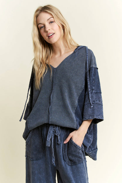 Mineral Wash Waffle Thermal Terry top HT5641