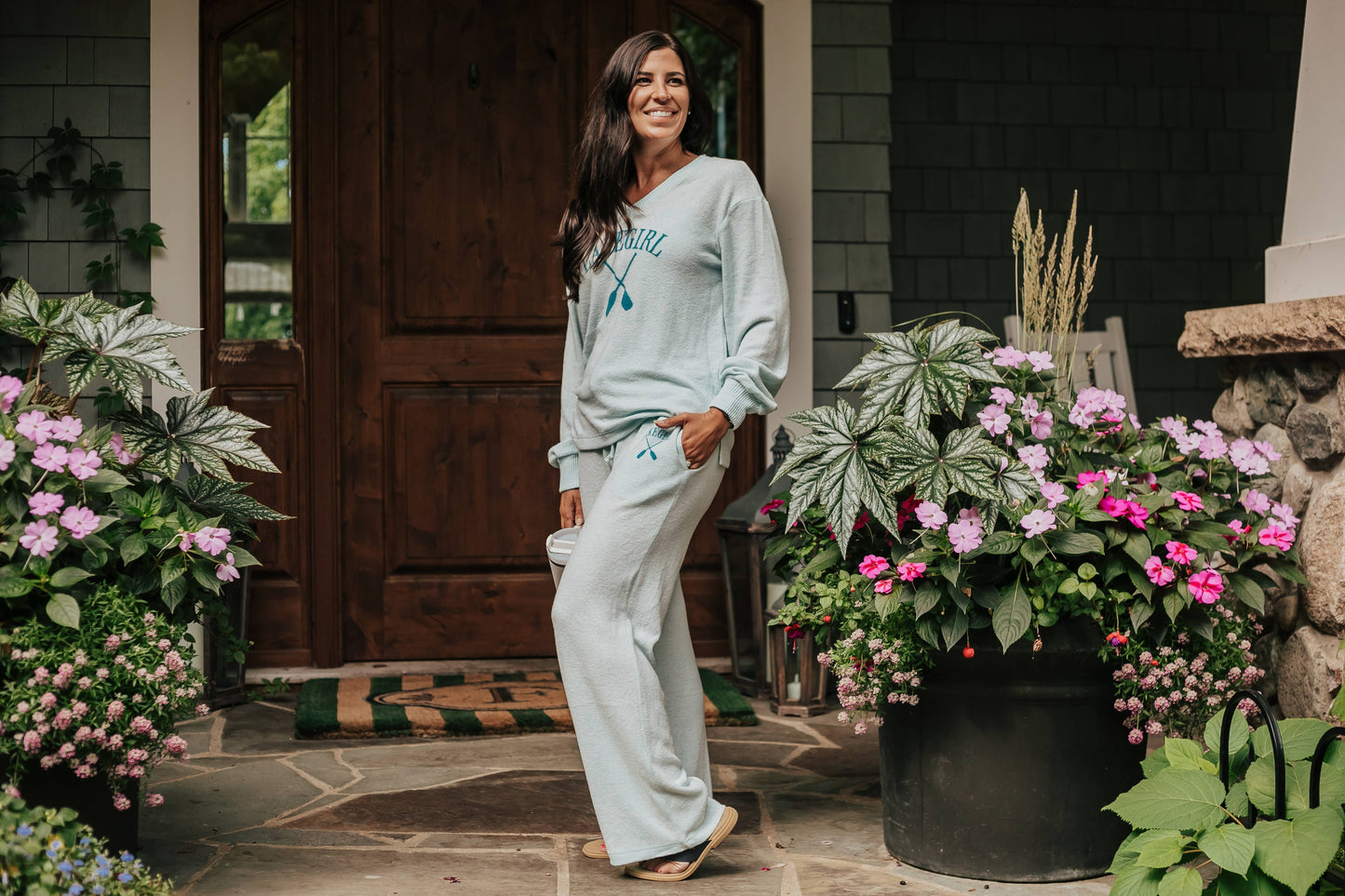 Hacci Long Sleeve Crew Neck in Surf Sweatshirt