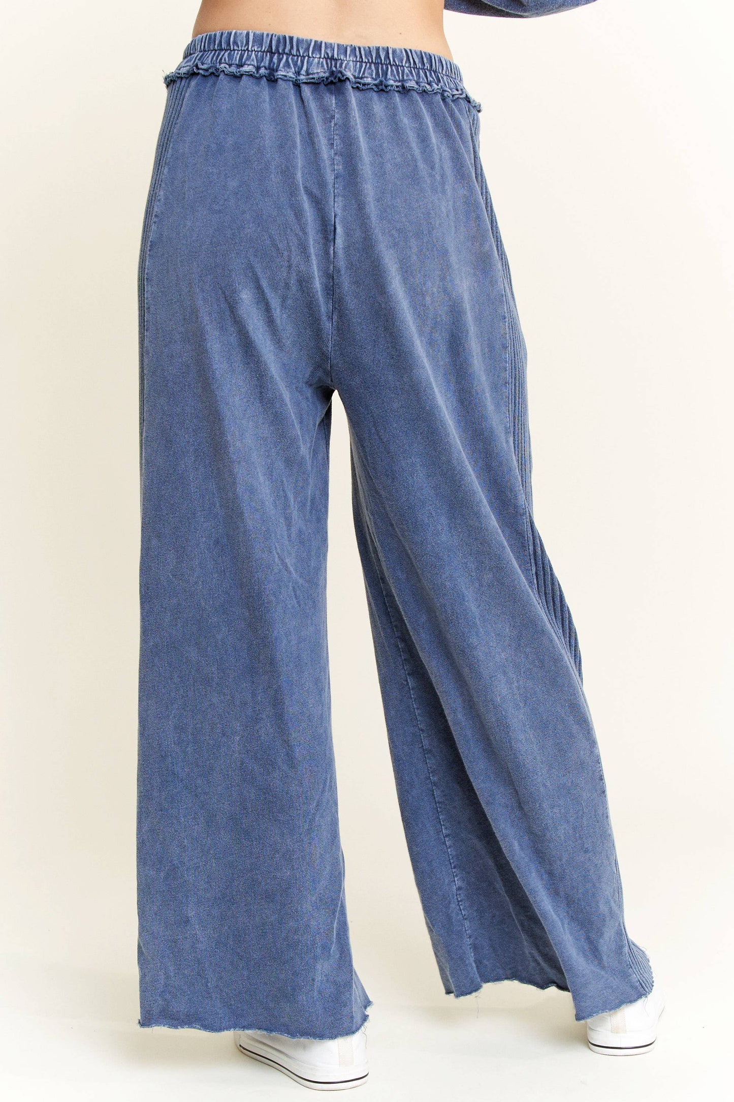 Best Mineral Wash Side Knit detail wide leg pants HE5878P