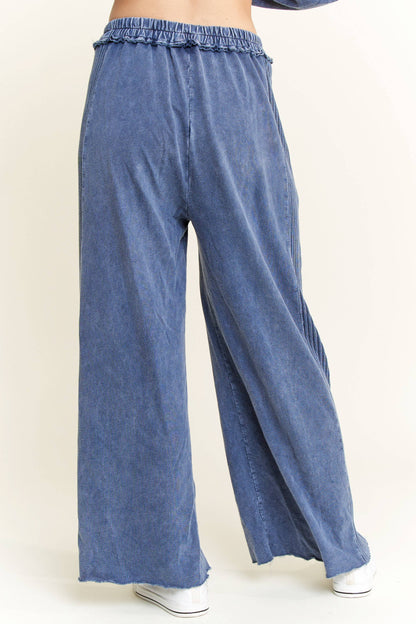 Best Mineral Wash Side Knit detail wide leg pants HE5878P