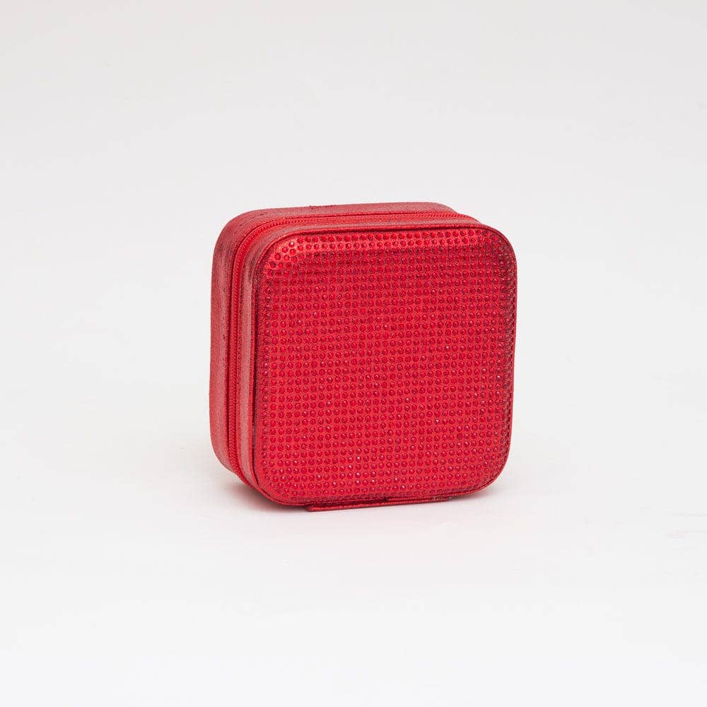 TG10699 Rhinestone Zip Around Square Jewelry Box