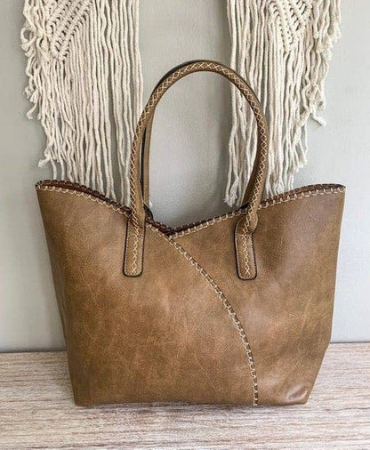 COL001-2 2-in-1 Stitch Trim Detail Shoulder/Tote Set Bag