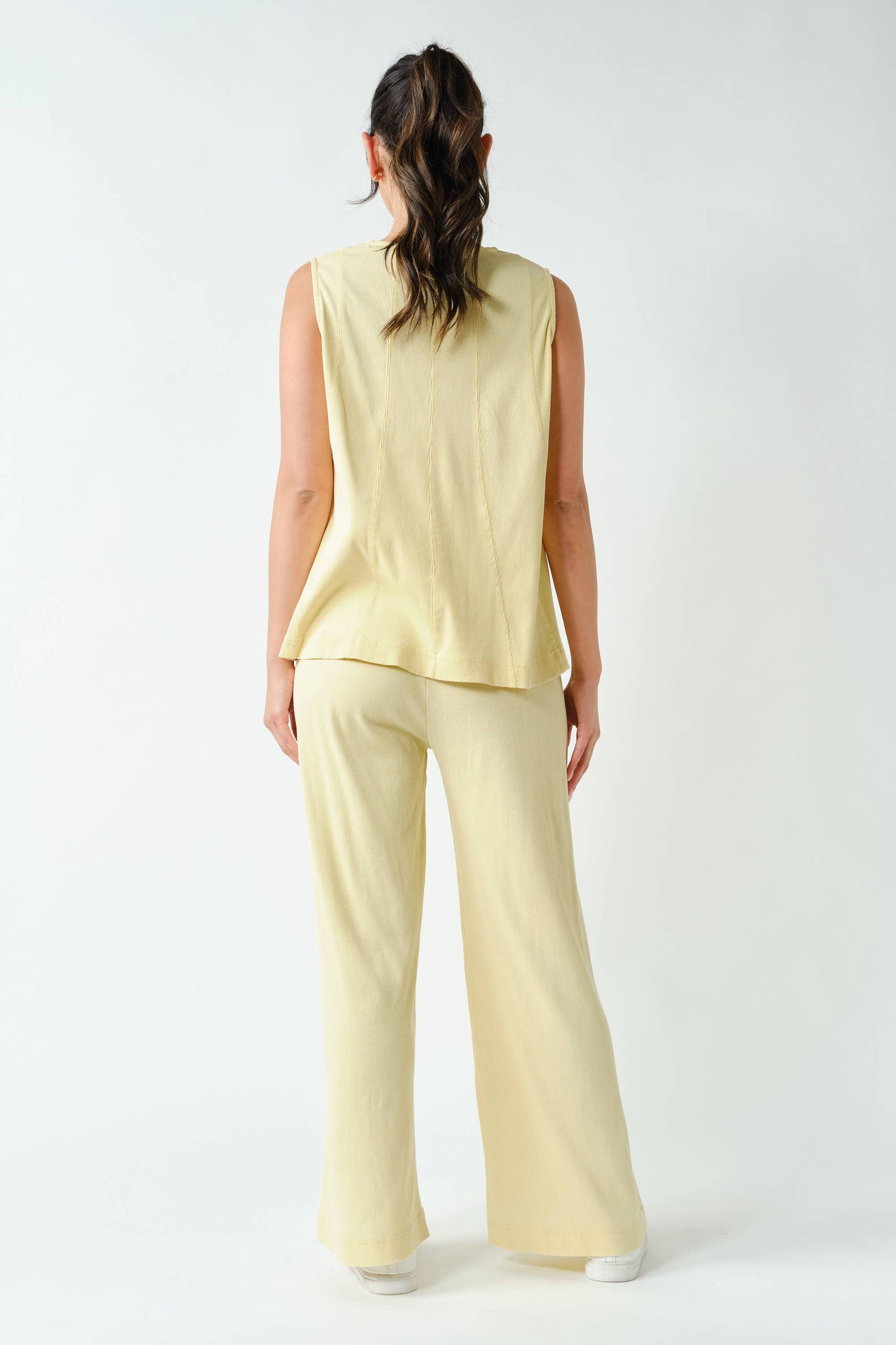 Mono B Ribbed Tank & Wide Leg Pant Set (KSET5811)