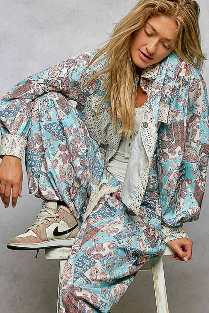 Crochet lace patch floral jacket top