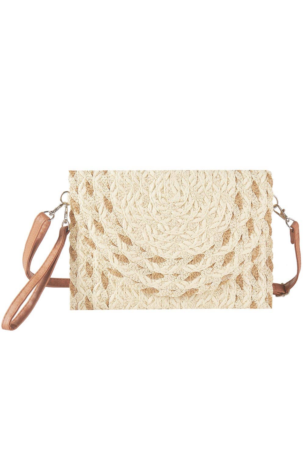 MB0297 Mixed Color Detail Straw Clutch/Crossbody Bag