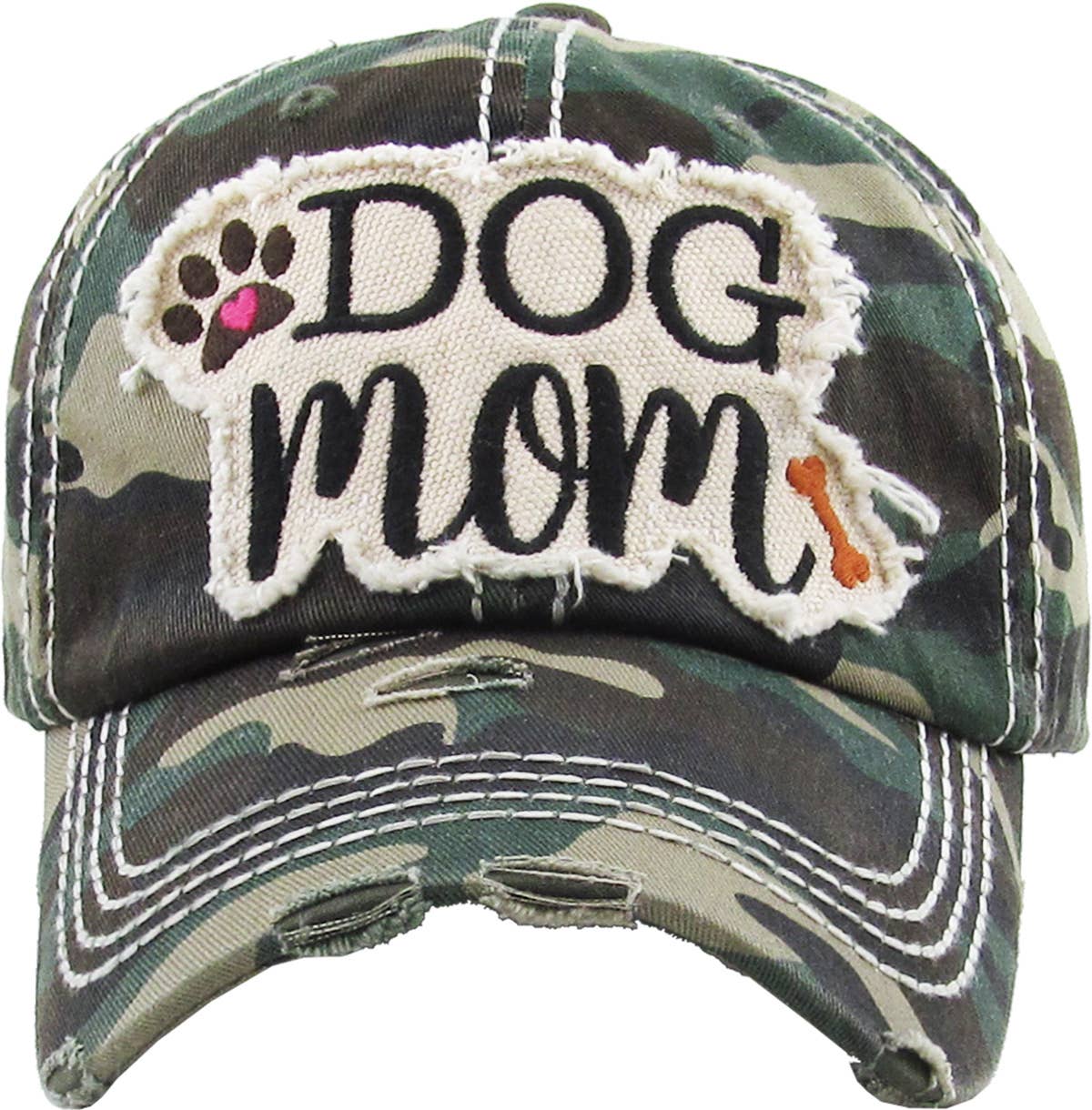 DOG MOM WASHED VINTAGE BALLCAP: BLK