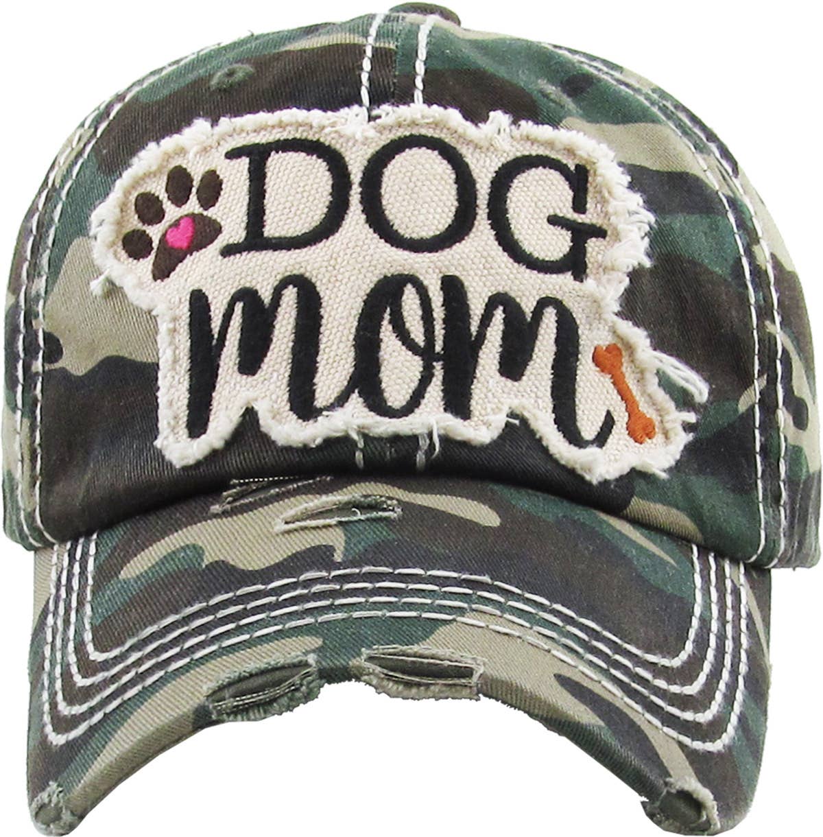 DOG MOM WASHED VINTAGE BALLCAP: WHT