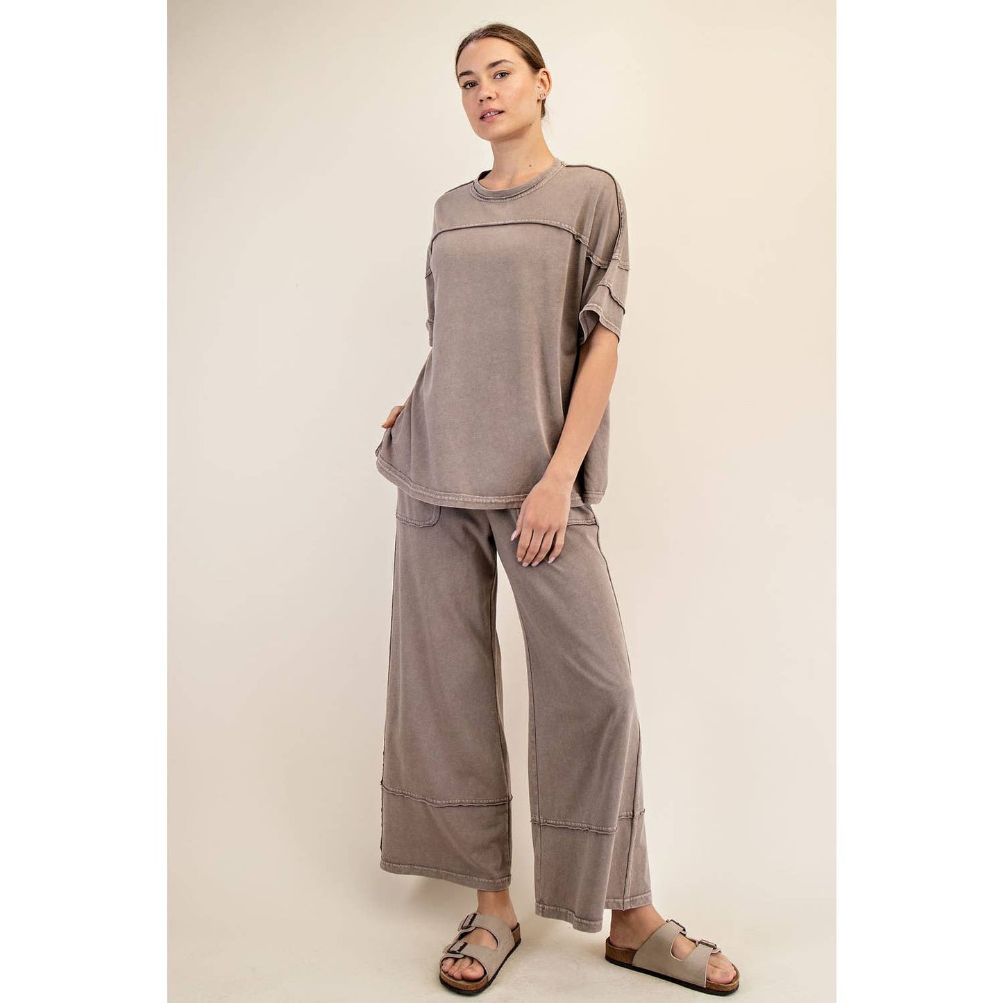 Rae Mode Mineral Washed Short Sleeve Top T Shirt T9984