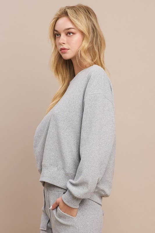Yelete Relaxed Fit Corduroy Rib Knit Top TP2403