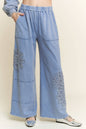 Mineral Washed Doily Wide leg straight pants HP6236