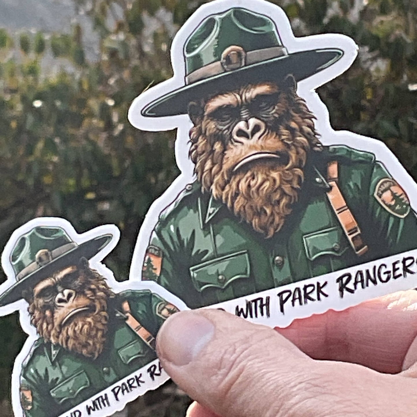 Sad Sasquatch, I Stand with Park Rangers, Vinyl 3" Sticker