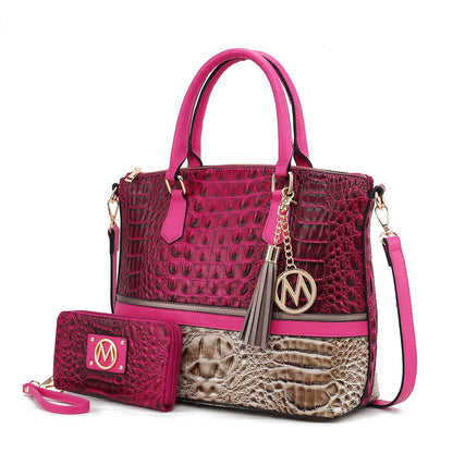 Autumn Crocodile Skin Tote Bag with Wallet by Mia k