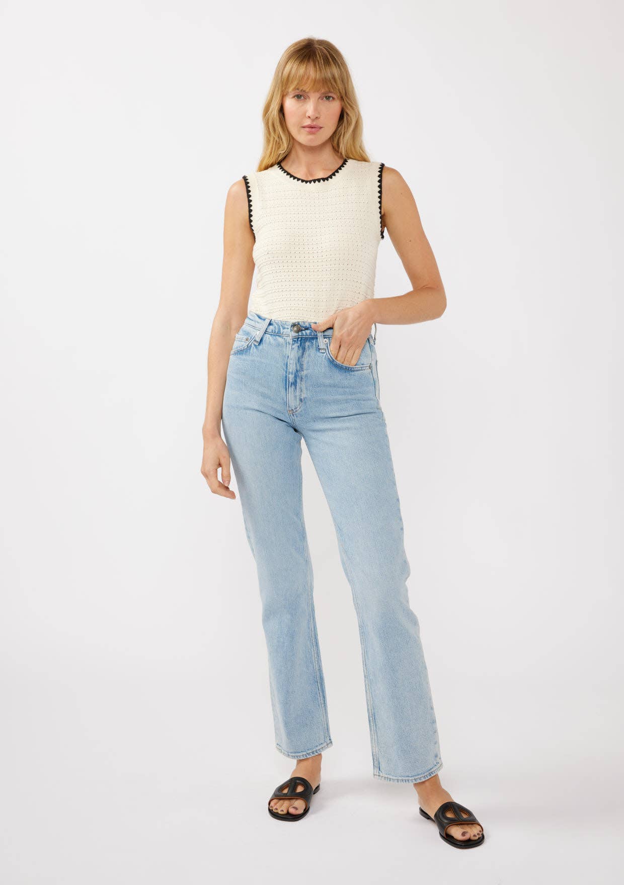 Chain Link Crewneck Tank Sweater Top
